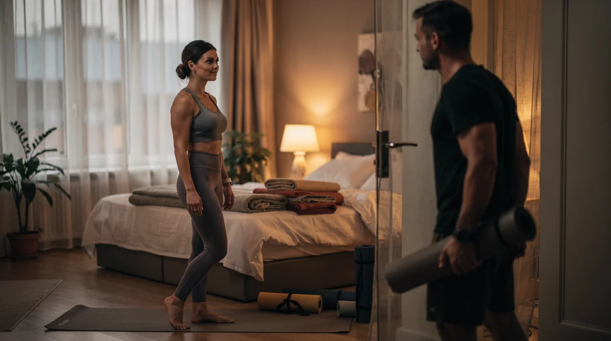 Prywatna joga z elastyczną Olą w jej sypialni